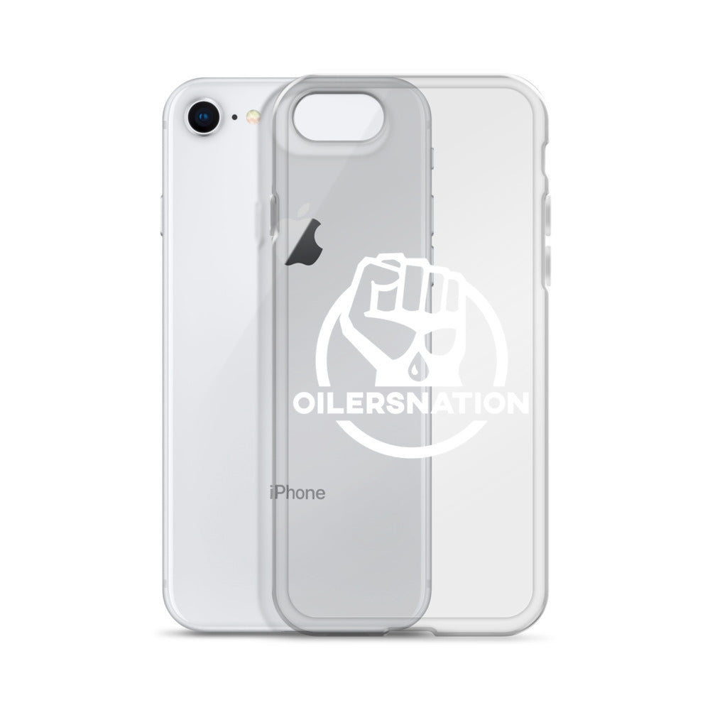 Oilersnation - Clear Case for iPhone® White Logo
