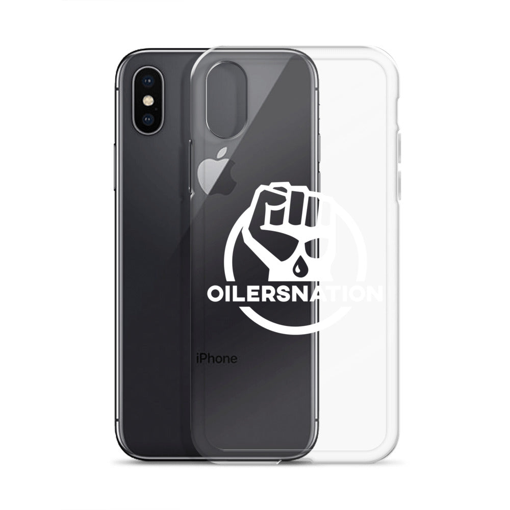 Oilersnation - Clear Case for iPhone® White Logo