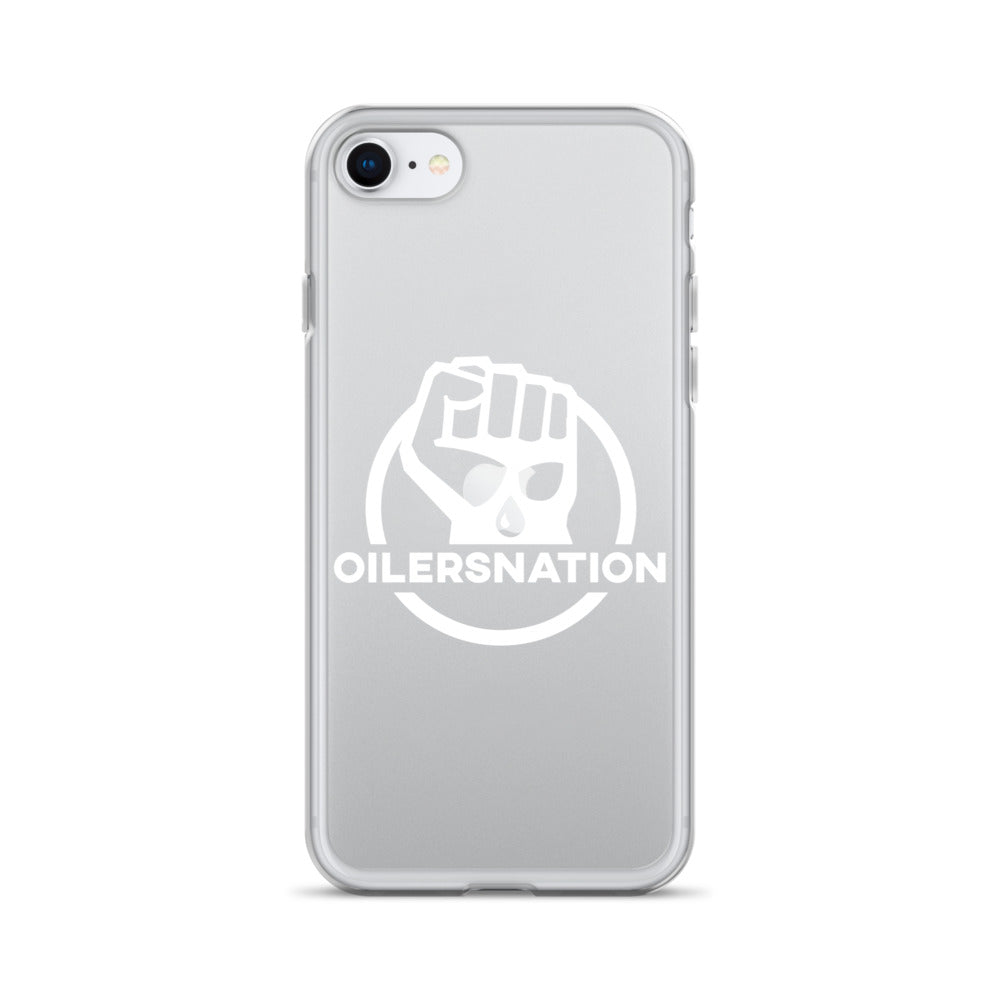 Oilersnation - Clear Case for iPhone® White Logo