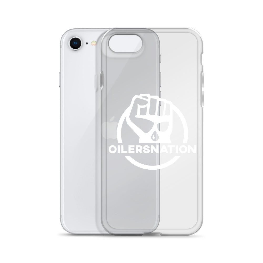 Oilersnation - Clear Case for iPhone® White Logo